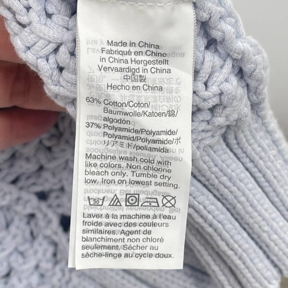 J.CREW Wide-Neck Beach Sweater Cotton Blend Pointelle in Light Blue - Size XS - Picture 5 of 8